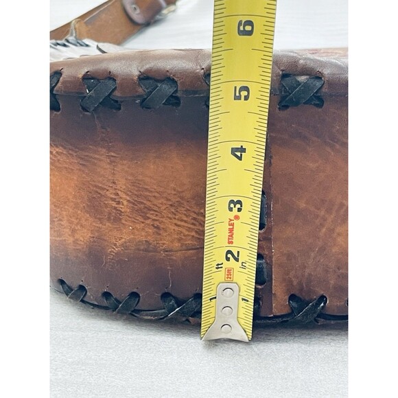 Vintage Mexican Leather Bag SIOUX Tooled Floral Boho Hippie Shoulder Crossbody - Picture 6 of 12